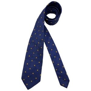 CALABRESE Blue Geometric Floral Silk LUXURY Tie HANDMADE ITALY